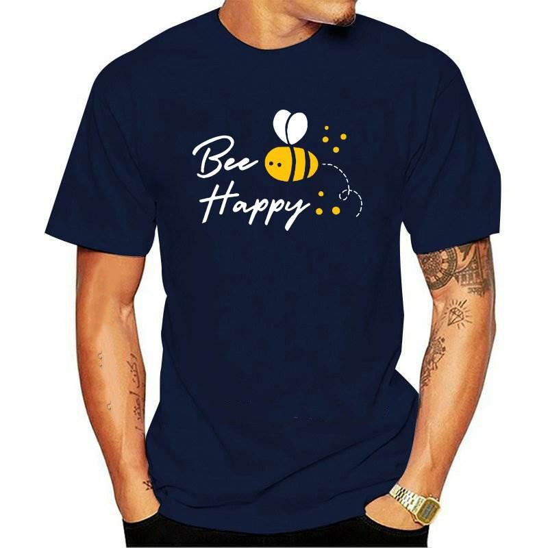 T-shirt homme col rond  Bee Happy bleu marine