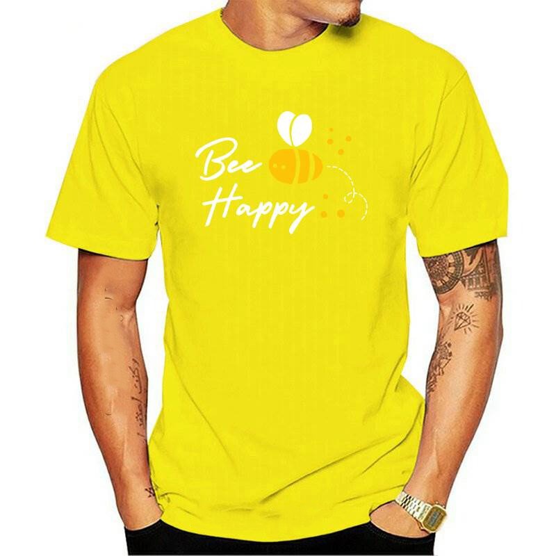 T-shirt homme col rond  Bee Happy jaune