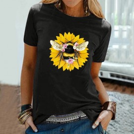 T-shirt manches courtes Abeilles réalistes en couleur abeille tournesol