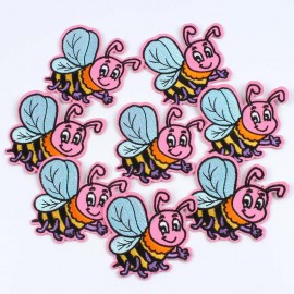 Lot de 10 patchs abeille de dessin animé de coloris bleu et rose