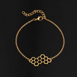 bracelet en nid d'abeille pour femme  modèle chaînette or