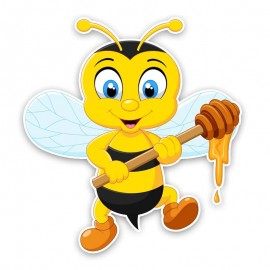 Grand autocollant abeille fait du miel 13.9CM x 15CM