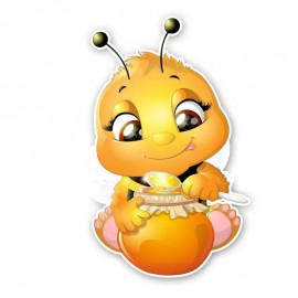 autocollant PVC Adorable petite abeille qui mange du miel