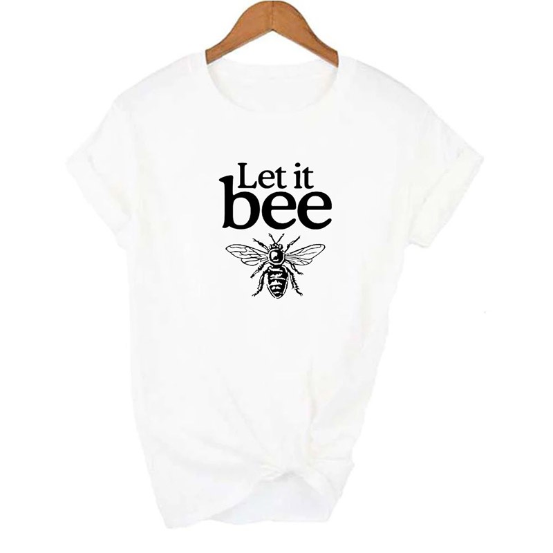 T-shirt Abeille Let it BEE à manches courtes pour femme modele 2 blanc