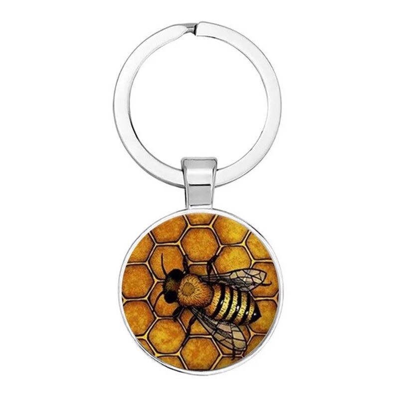 Porte-clés abeille avec cabochon abeille - Modèle 1