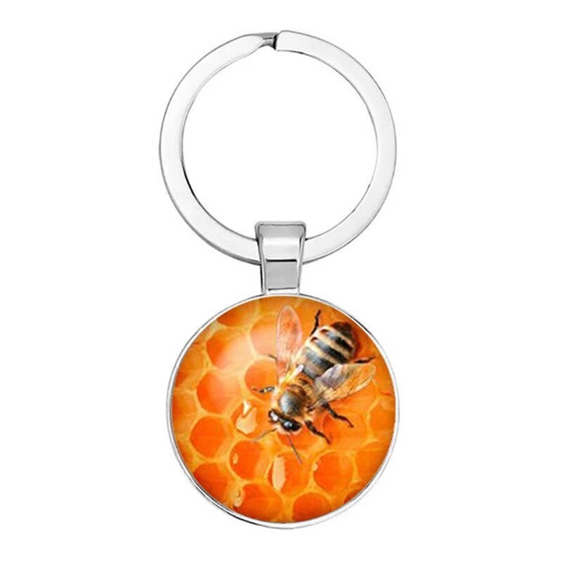 Porte-clés abeille avec cabochon abeille - Modèle 2