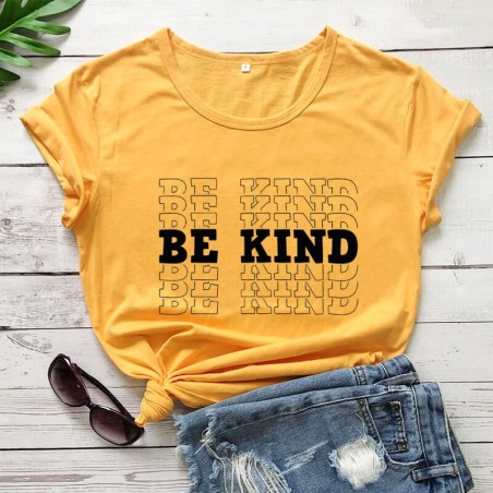 T-shirt femme imprimé Bee Kind jaune