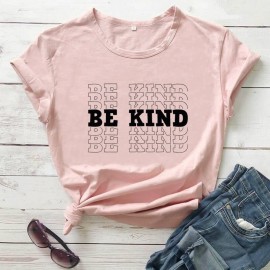 T-shirt femme imprimé Bee Kind rose pale
