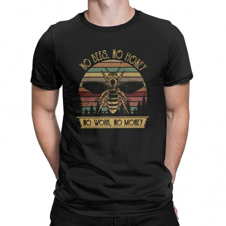 T-shirt Abeilles pour Homme No Bees, No Honey noir
