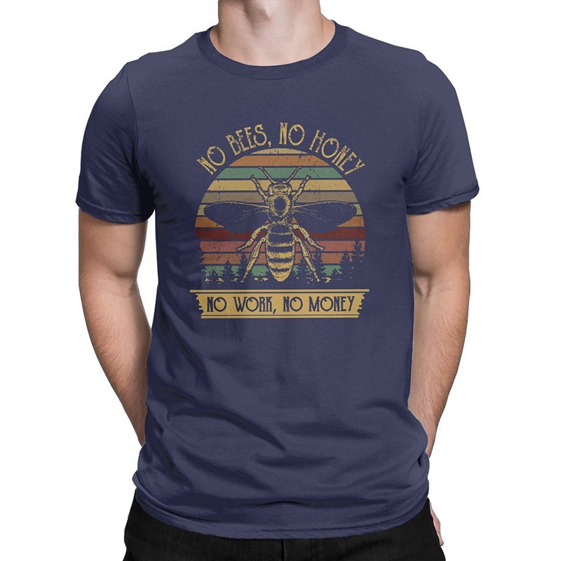 T-shirt Abeilles pour Homme No Bees, No Honey bleu