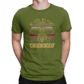 T-shirt Abeilles pour Homme No Bees, No Honey vert kaki
