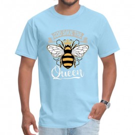 T-shirt Abeilles pour Homme God Save the Queen bleu clair
