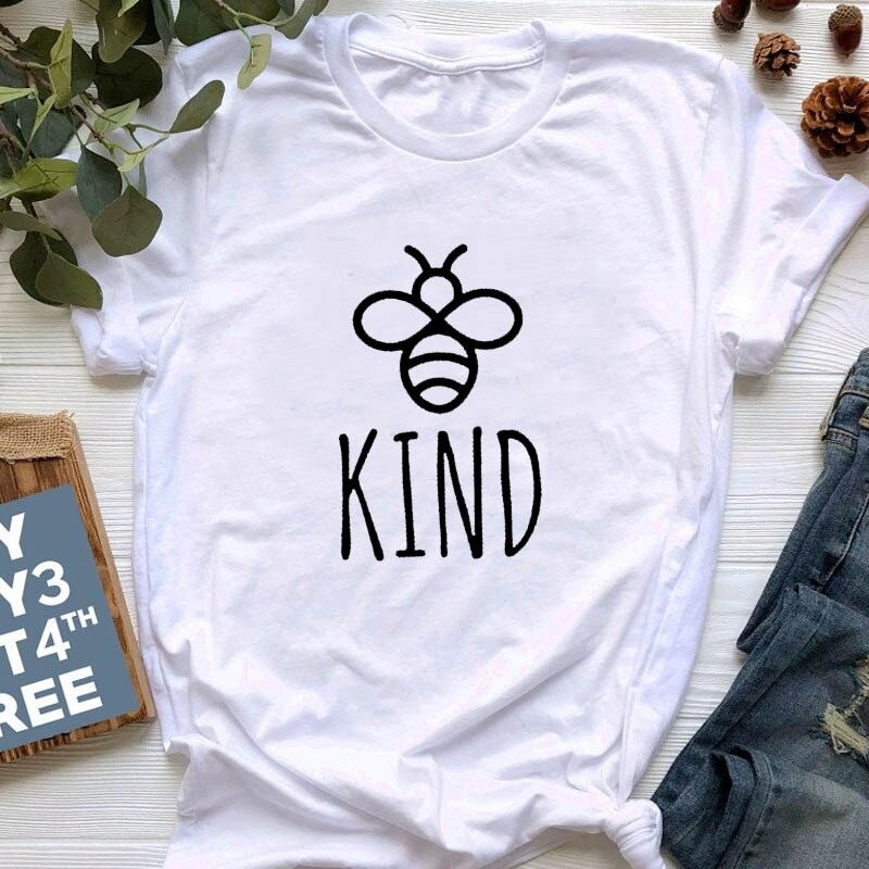 T-shirt Abeille pour femme Bee Kind blanc