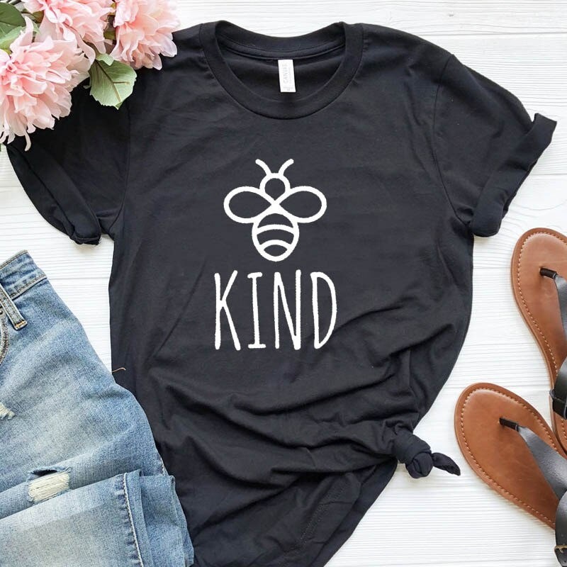 T-shirt Abeille pour femme Bee Kind noir