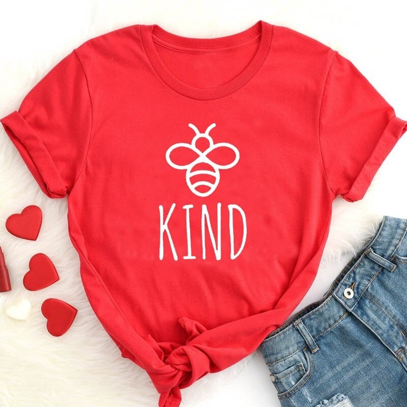 T-shirt Abeille pour femme Bee Kind rouge