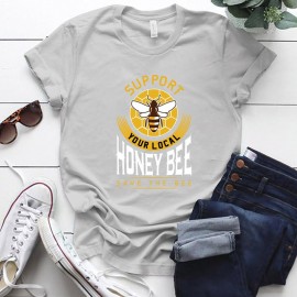 T-shirt Abeilles pour Femme Support Your Local Honey Bee - Save the Bee gris