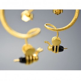 Boucles d'oreilles abeille en argent Sterling 925 vue abeilles