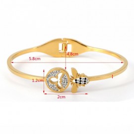 Bracelet abeille en acier inoxydable de couleur or, argent ou or rose dimensions