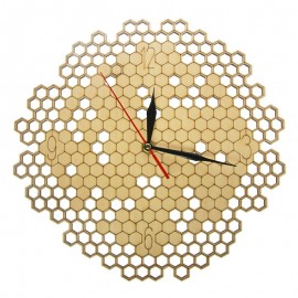 Horloge murale géométrique en bois nid d'abeille