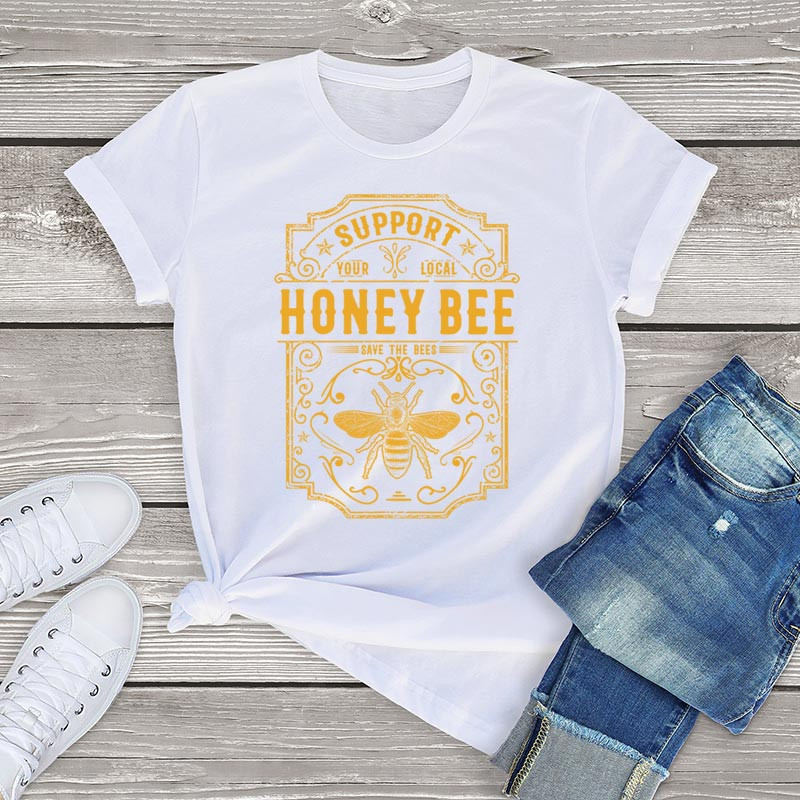 T-shirt Soutenez votre miel local - couleur blanc