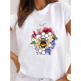 T-shirt blanc motif abeille - modèle 2
