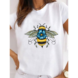 T-shirt blanc motif abeille - modèle 3