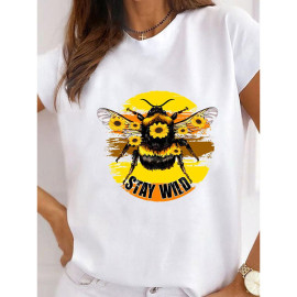 T-shirt blanc motif abeille - modèle 10
