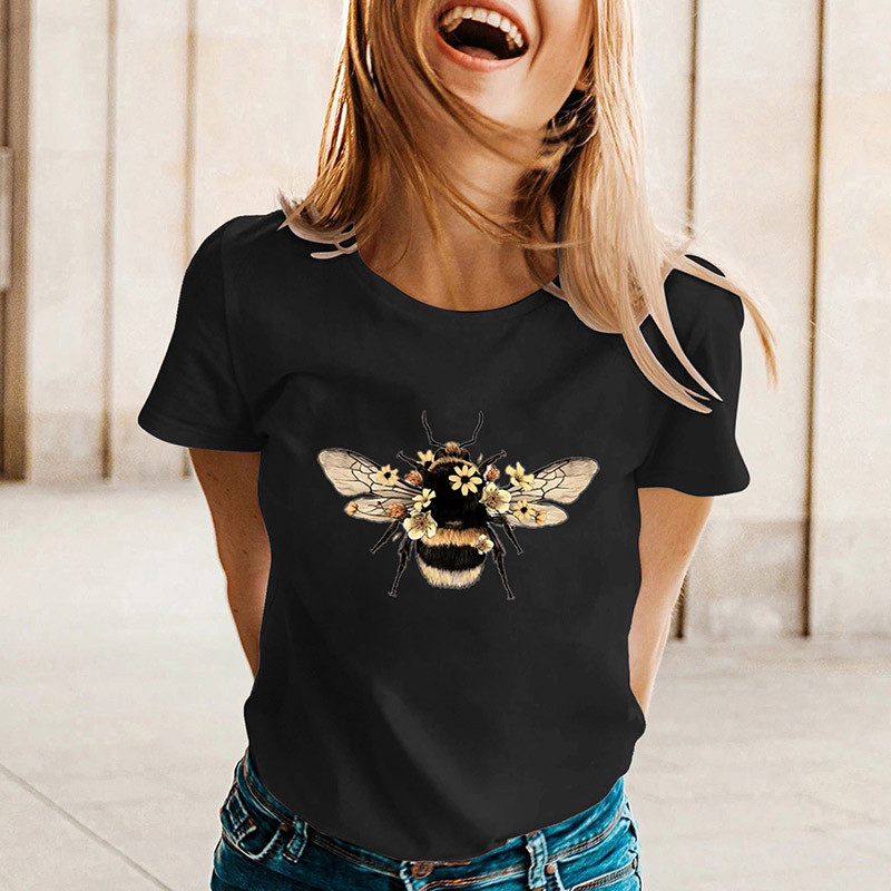 T-shirt fluide pour l'été  abeille toute douce - couleur Noir