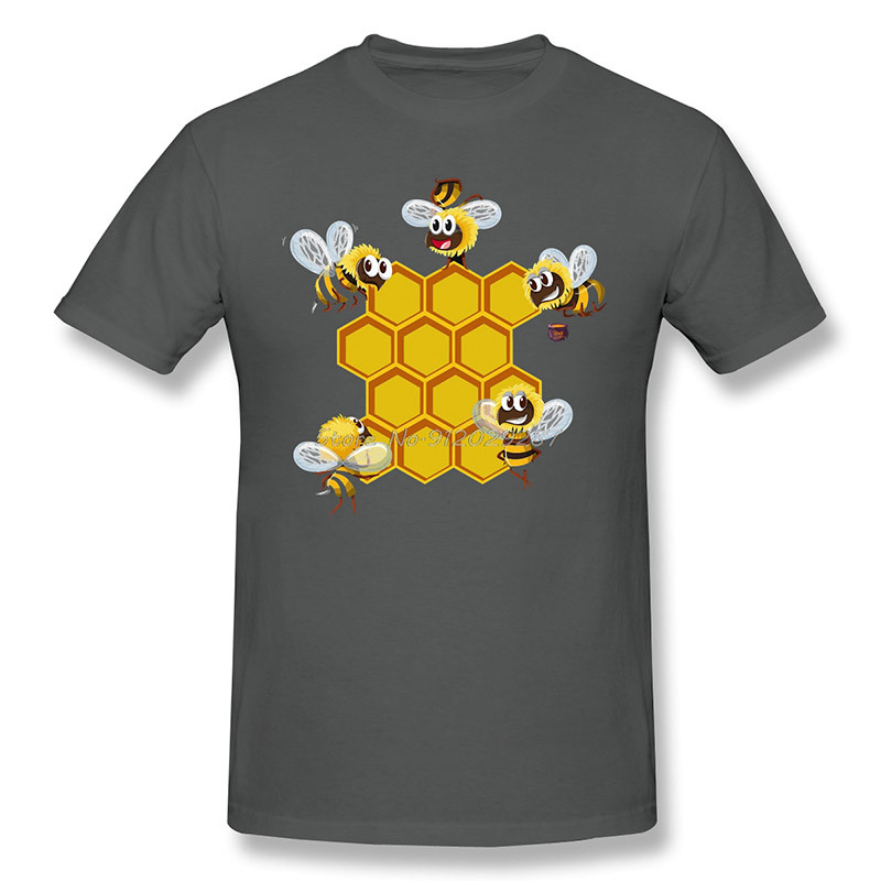 T-shirt en coton pour abeilles mignonnes couleur gris foncé