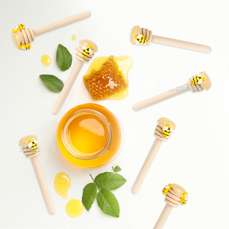 Mini-cuillère à miel avec abeilles sculptées - lot de 10 pièces