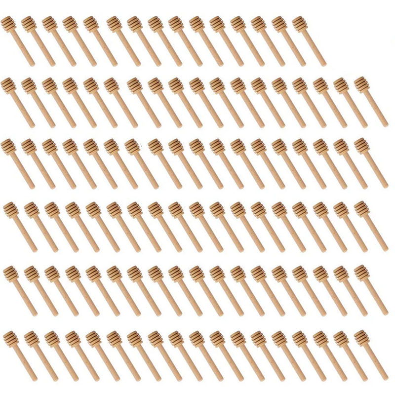 Détails bâtonnets à miel en bois - lot de 100 pièces