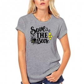 T-shirt femme retro save the bees, sauvez les abeilles - gris