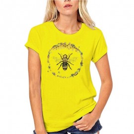 T-shirt Femme Abeille cercle nid d'abeille - jaune