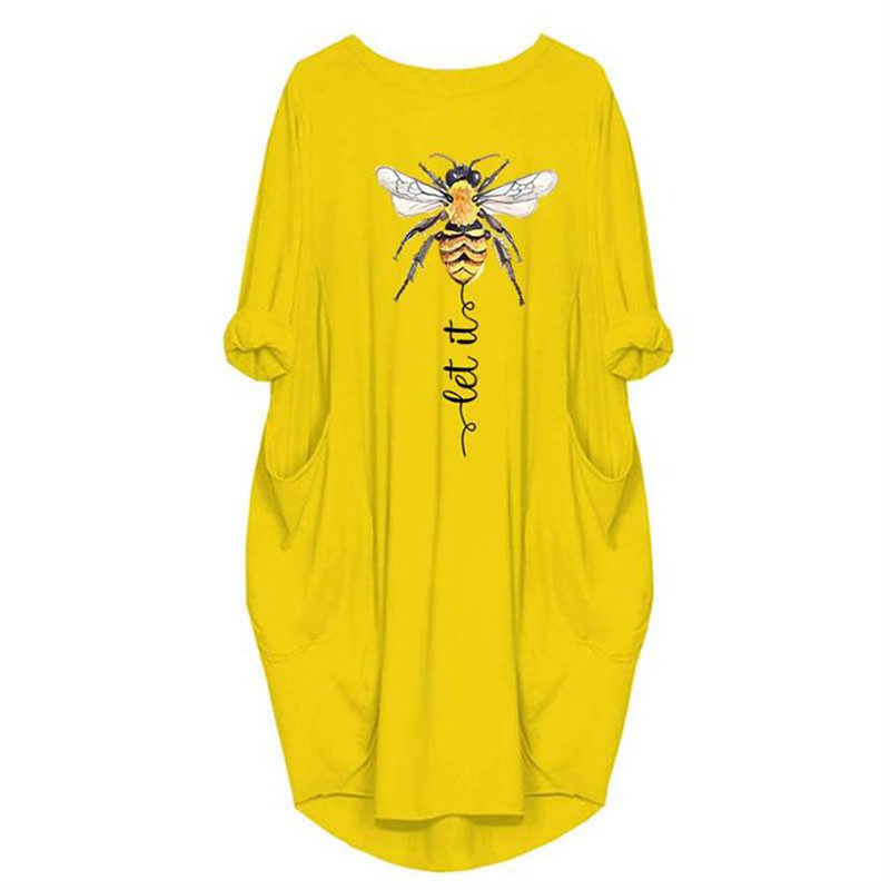 La robe t-shirt la plus cool ! Let it BEE les poches - couleur  jaune