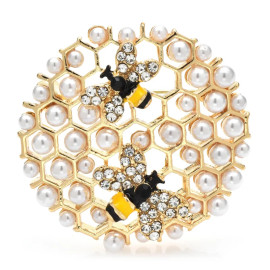 article  Broche ronde nid d'abeille en perles