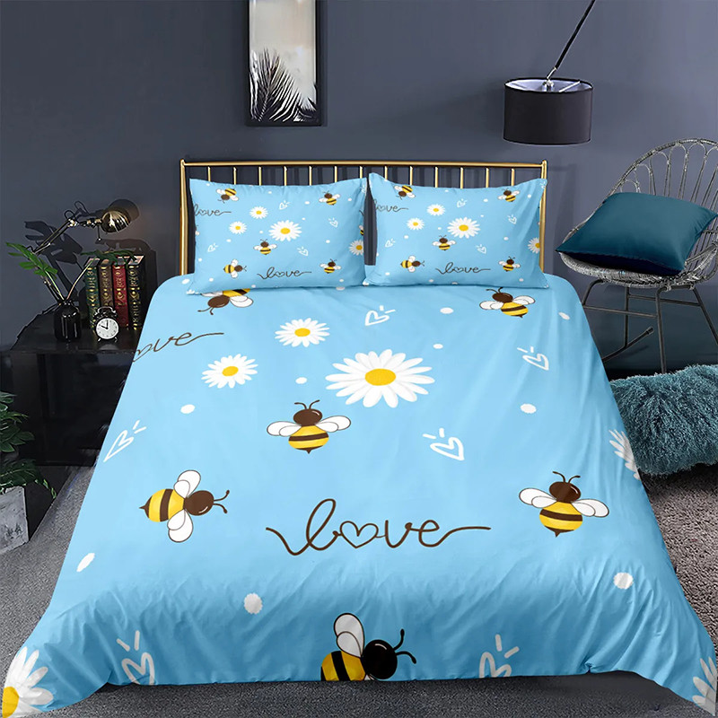 Parure de lit abeille - housse de couette et taies d'oreiller : Modèle 5