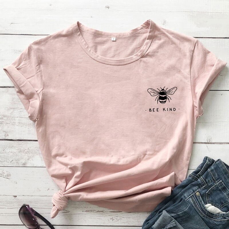 T-shirt Bee Kind pour femme couleur pêche