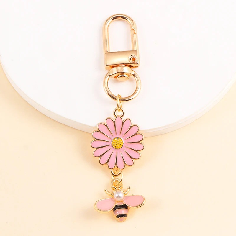 Huit couleurs de portec-clés abeilles bijoux - couleur rose pale