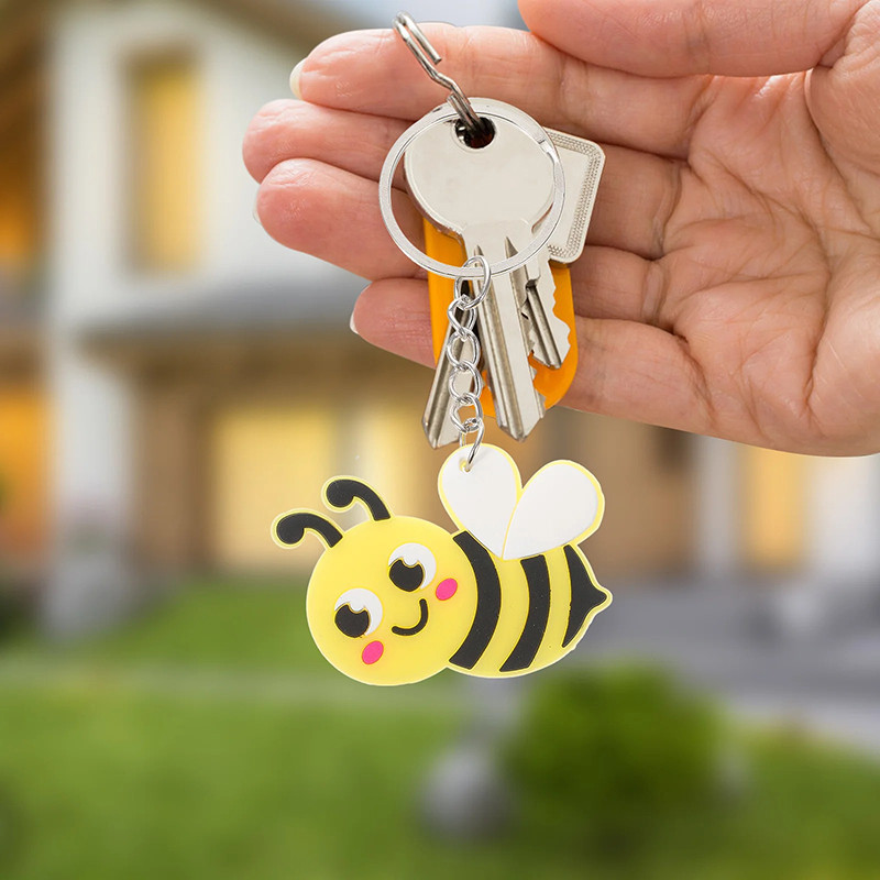 Lot de 24 porte-clés abeille de dessin animé