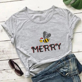 T-shirt abeille de noël - couleur gris