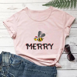 T-shirt abeille de noël - couleur peche