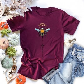 T-shirt femme Queen Bee à motif abeille couleur bordeaux burgundy
