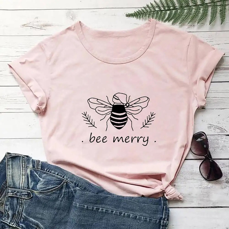 T-shirt Be Merry - couleur peche