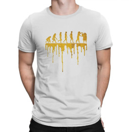 T-shirt col rond apiculteur - évolution des l'homme et des abeilles - couleur blanc