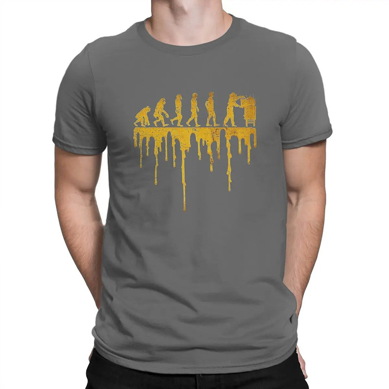 T-shirt col rond apiculteur - évolution des l'homme et des abeilles - couleur gris