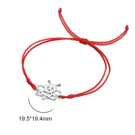 Bracelets cordelette petite abeille - couleur argent rouge
