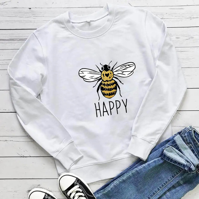 Sweatshirt Bee Happy abeille douce - modèle blanc