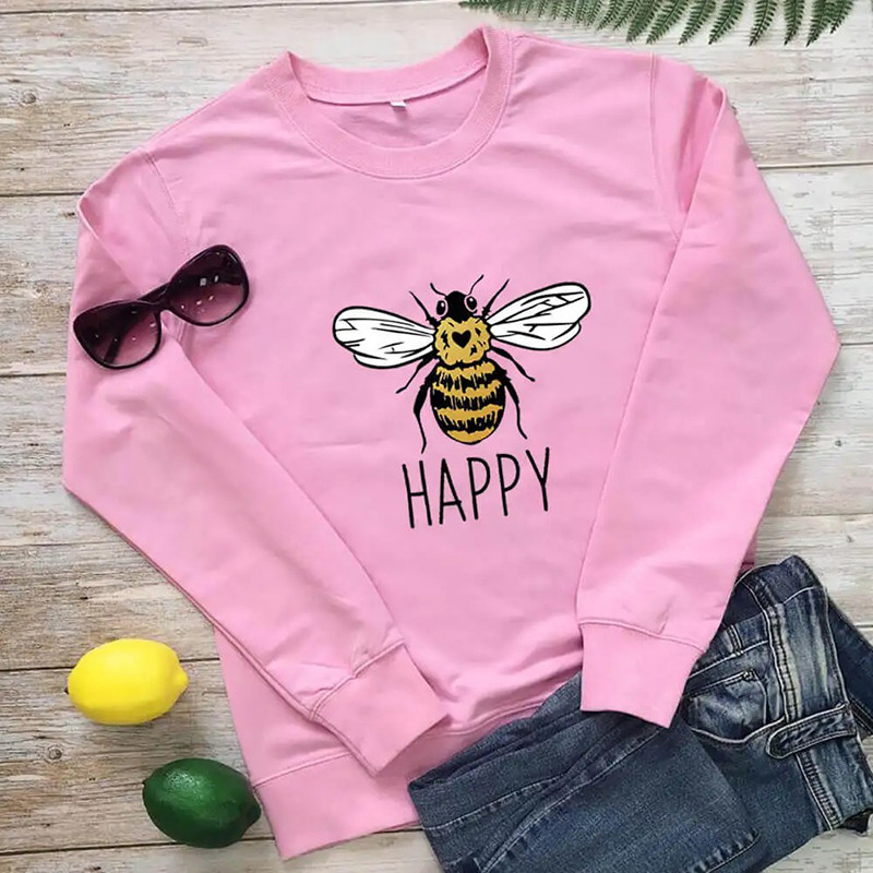 Sweatshirt Bee Happy abeille douce - modèle rose