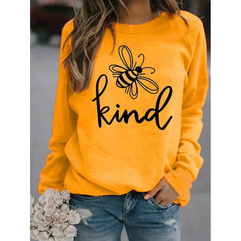 Sweatshirt Bee Kind abeille stylisée - modèle jaune