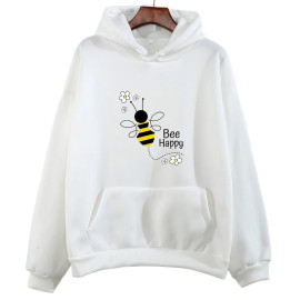 Hoodie Bee Happy abeille animée - modèle blanc